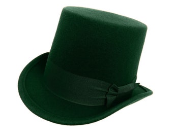 Vintage Green Bottle Felt Top Hat - Victorian Style Headpiece