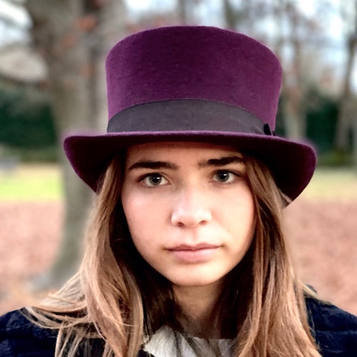 Victorian Top Hat, Low Top Hat ,Custom Top Hat, Felt Top Hat, Men Top Hat, Women Top Hat, Handmade Felt Hat, Large Size Hats, Oversized Hats