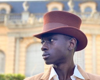 Brown Low Top Hat - Handcrafted Vintage Victorian Style Top Hat for Men and Women