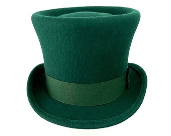 Top Hat in Green Felt - Leprechaun Style - Steampunk Costume