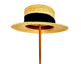 Chapeau canotier en paille pour homme et femme - Chapeau canotier en paille idéal pour les tenues d'été