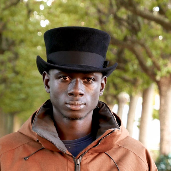 Fur felt top hat, low top hat, top hat short crown, top hat for men and woman, cylinder top hat, derby fur felt top hat, black felt top hat