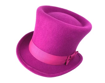 Women top hat, fuchsia top hat, large top hat, oversized felt top hat, magenta felt hat, woman top hat, handmade top hat, amazing top hat