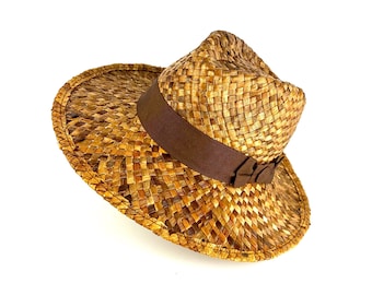Brown Fedora Hat – Wide Brim Straw – Elegant Summer Design