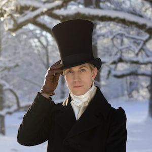 Chapeau haut de forme en feutre noir Empire - chapeau haut de forme Régence - accessoire de costume de style victorien vintage