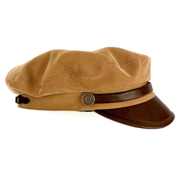 Chapeau de marin pour homme et femme - Casquette de marin avec visière en cuir - Chapeau de capitaine pour un look marin