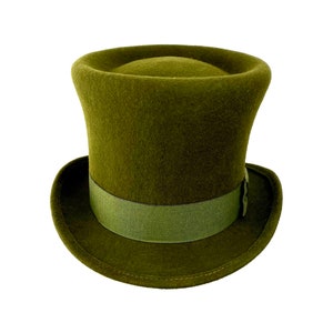 Felt top hat, green loden felt hat,  victorian top hat, custom top hat, chapeau haut de forme, zylinder hut