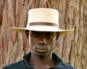 Bolero panama hat wide brim - Gambler panama hat large brim - Natural Straw Summer Headwear