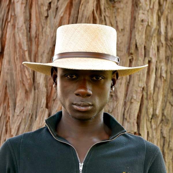 Bolero panama hat wide brim - Gambler panama hat large brim - Natural Straw Summer Headwear