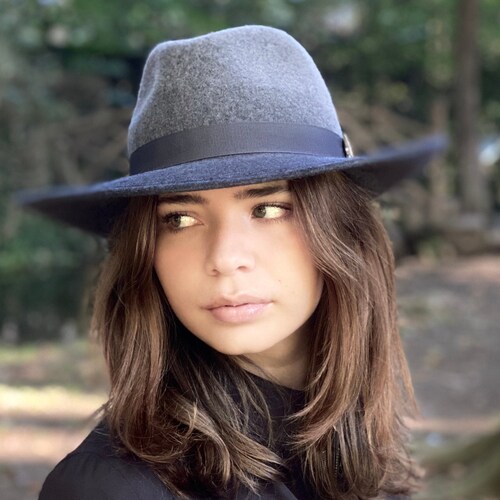 Beige Brown Fedora Hat Wide Brim Man 