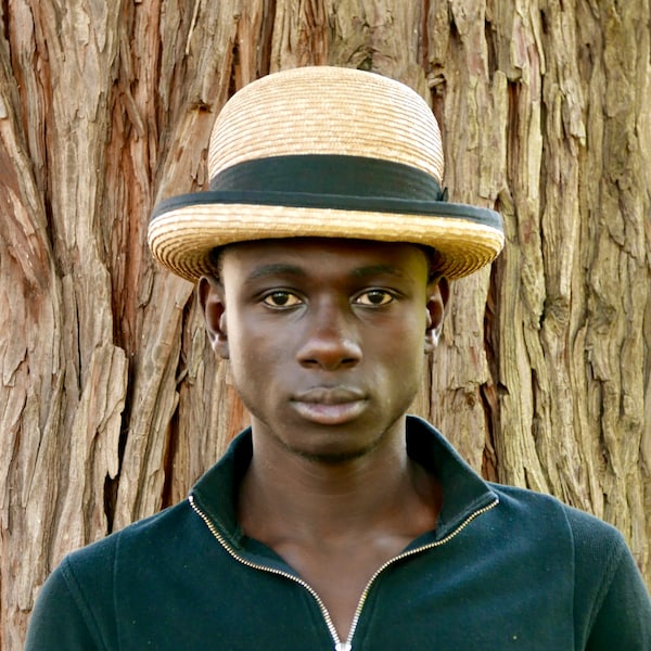 Straw Derby Hat - Bowler Style Elegance - Summer Timeless Charm