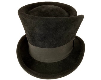 Victorian Steampunk Fur Felt Top Hat for Men and Women - Unique Steampunk Style Hat in Black Felt
