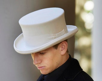 Mens white top hat sales