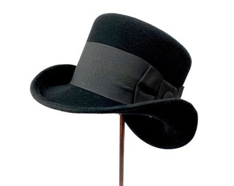 Vintage Victorian Felt Top Hat - Classic Pork Pie Style for Timeless Charm