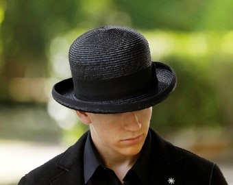 Black Straw Bowler Hat: Elegant Summer Headwear