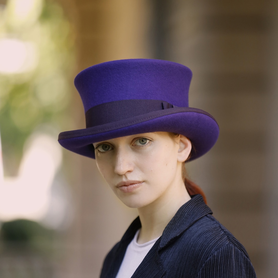 PURPLE Top Hat, Low Top Hat for Men and Women, Violet Top Hat, Victorian Style Hat, Classic Top