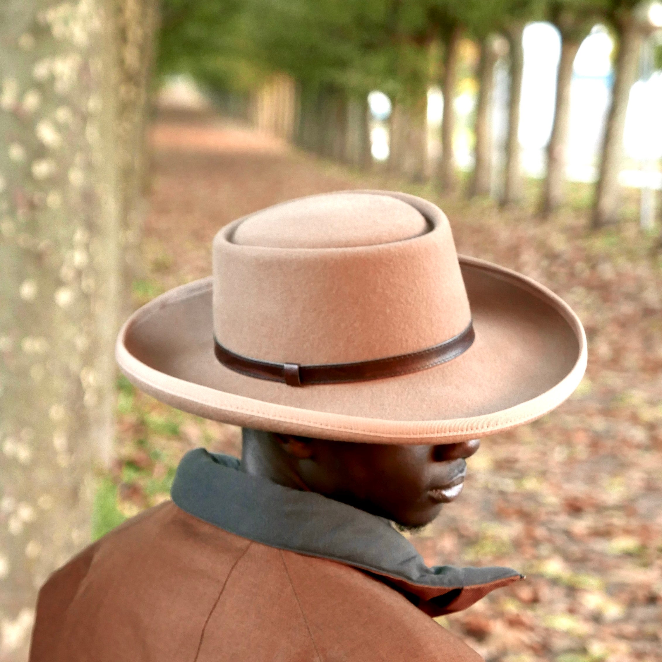 Gambler Hat in Camel Felt — Wide Brim Fedora — Western Boho 