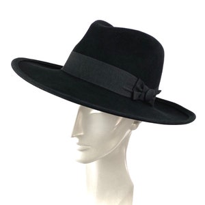 Man fedora hat, large brim men fedora hat, black felt fedora hat, black fedora hat wide brim for men and women, oversized mens fedora hat image 5