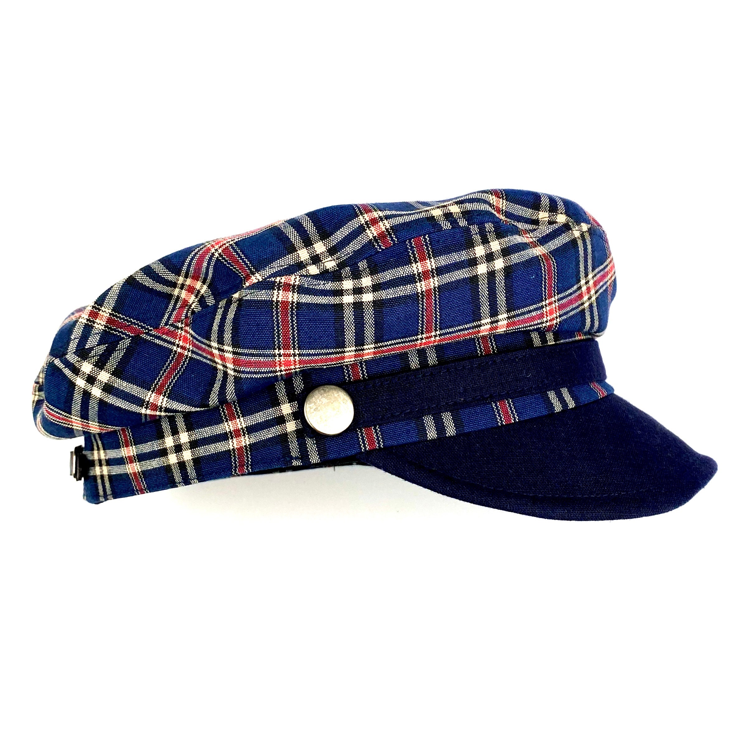 Blue Plaid Summer Sailor Cap Blue 