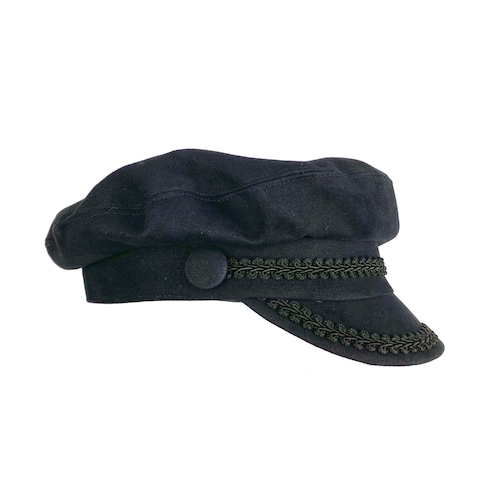 Black Cotton Sailor Cap – Nautical Maritime Hat With Braided