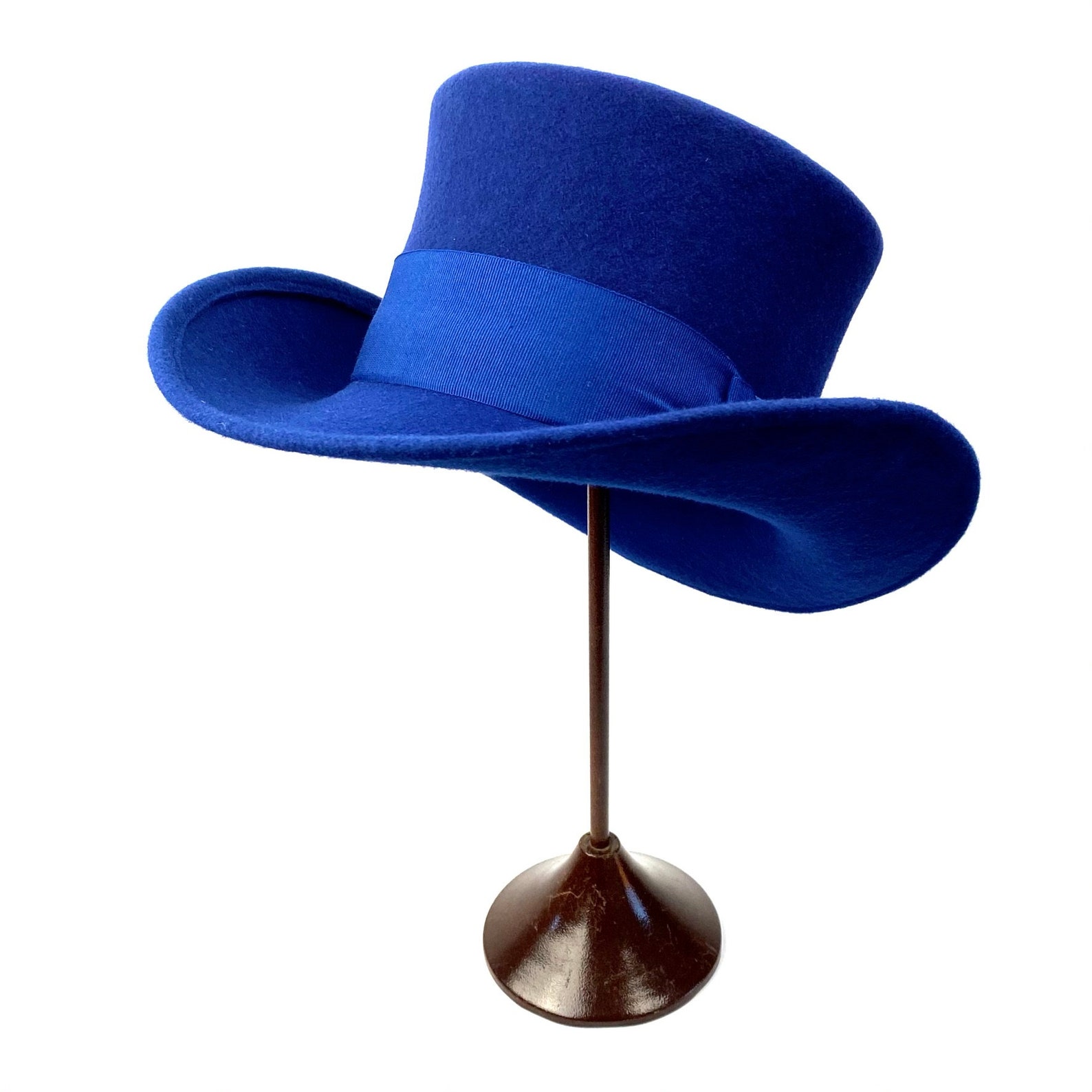 Blue Western Top Hat Top Hat Blue Top Hat Western Blue Felt Etsy
