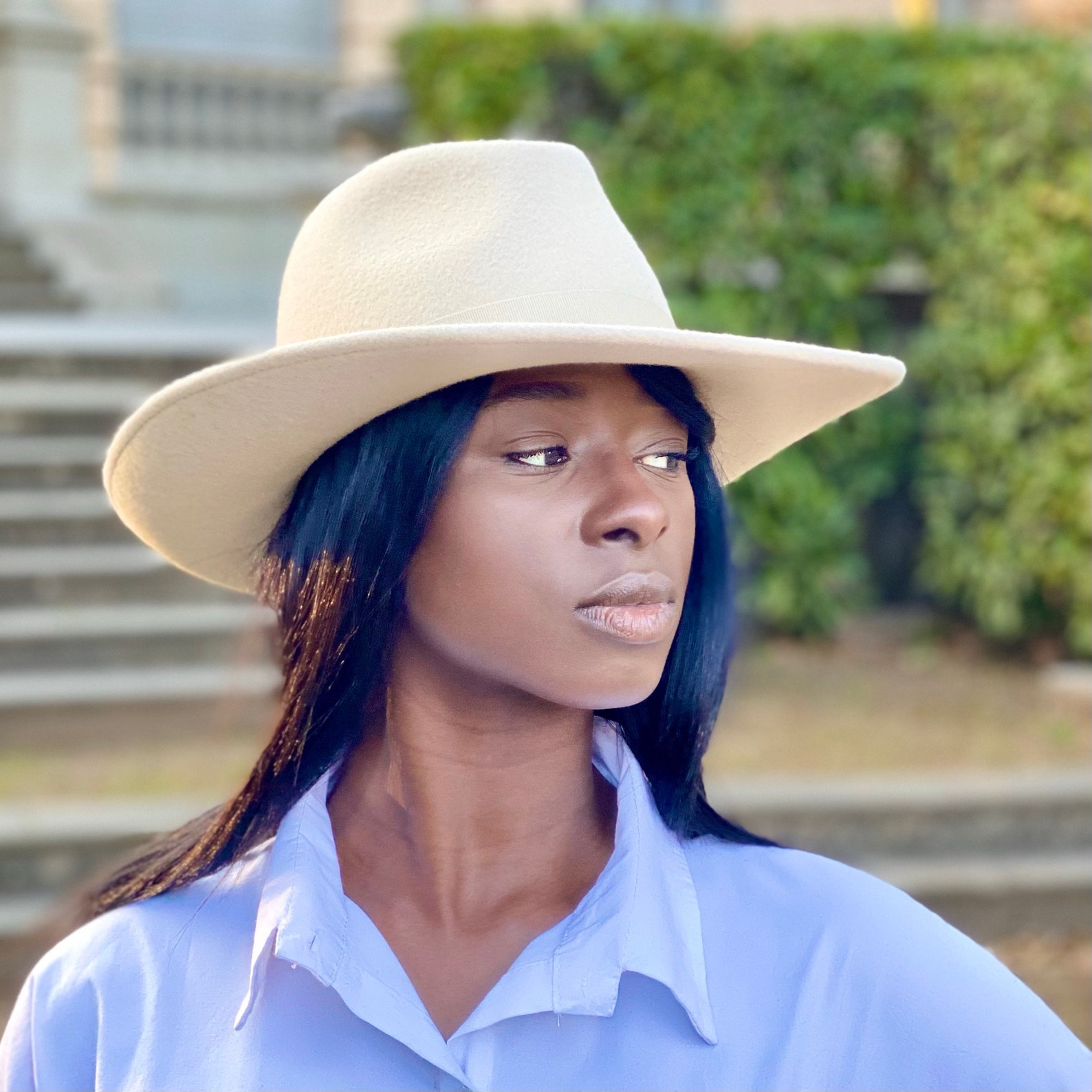 Large brim fedora white fedora hat wide brim fedora woman Etsy