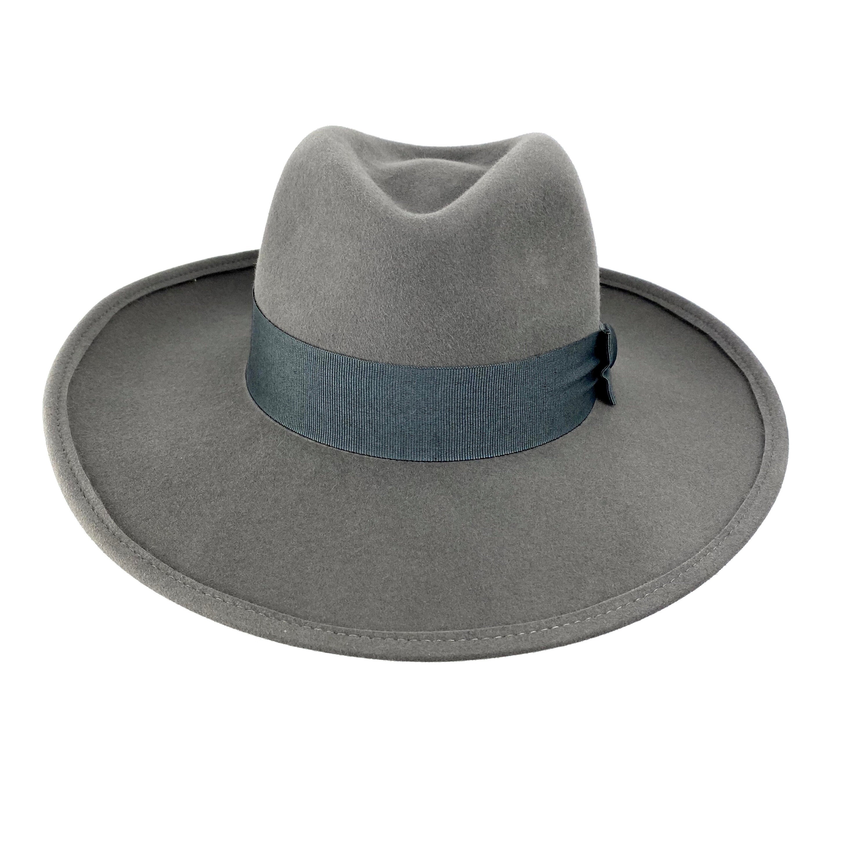 Gray Fedora Hat Wide Brim, Man Gray Fedora Hat, Woman Fedora 