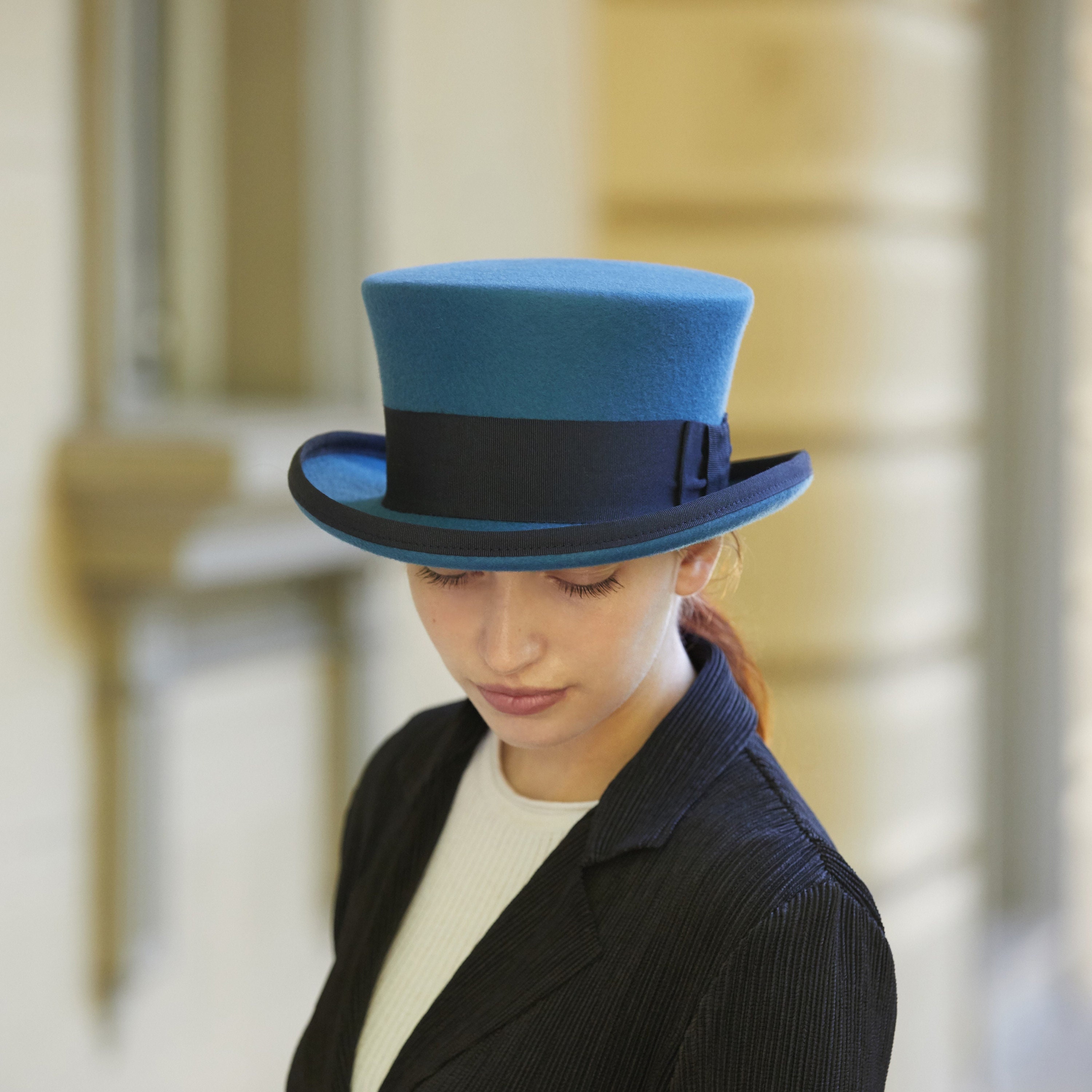 Vintage Navy Blue Hat Tiered‎ Straw Ruffles w/Felt Detail Church-Art Women’s Blue Church Hat - Etsy main image 2