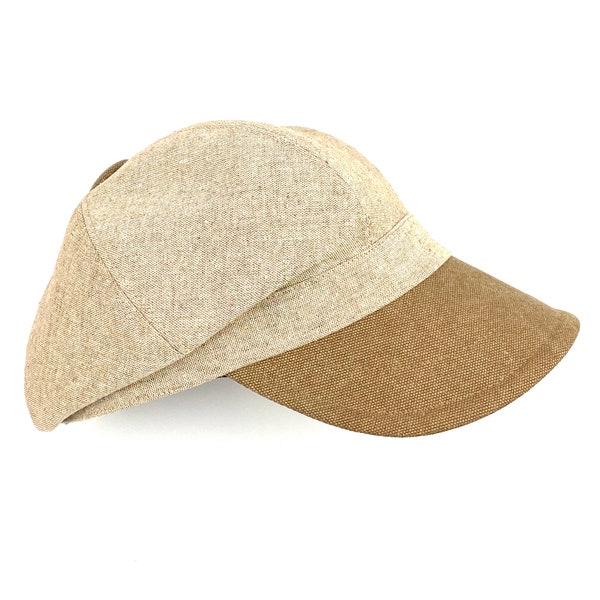 Gorra newsboy de lino natural con visera muy grande, gorra gatsby de lino beige y marrón, beige leinenkappe, kappe aus natürlichem leinen