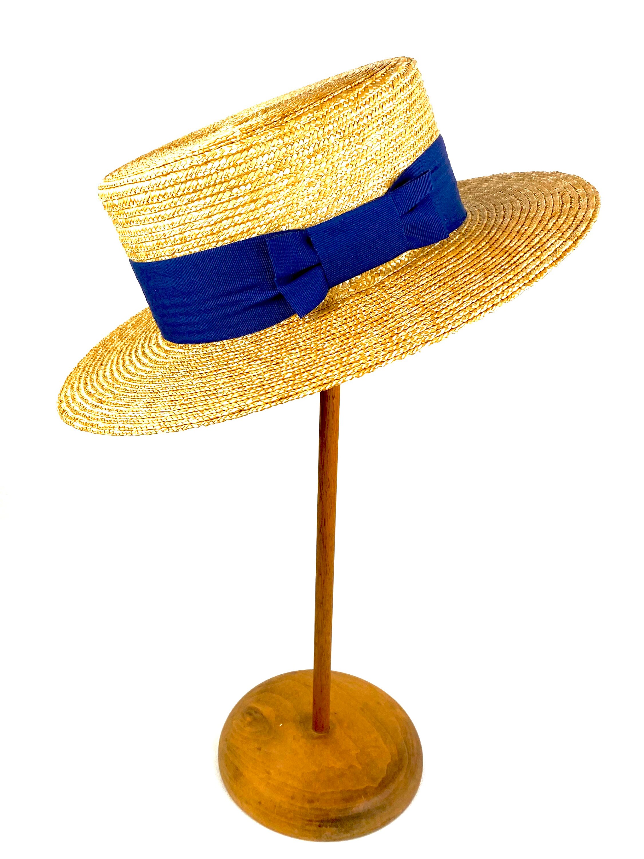 APLVFFZH Stylish Wide Brim Straw Hat For Sun Protection, Navy Blue