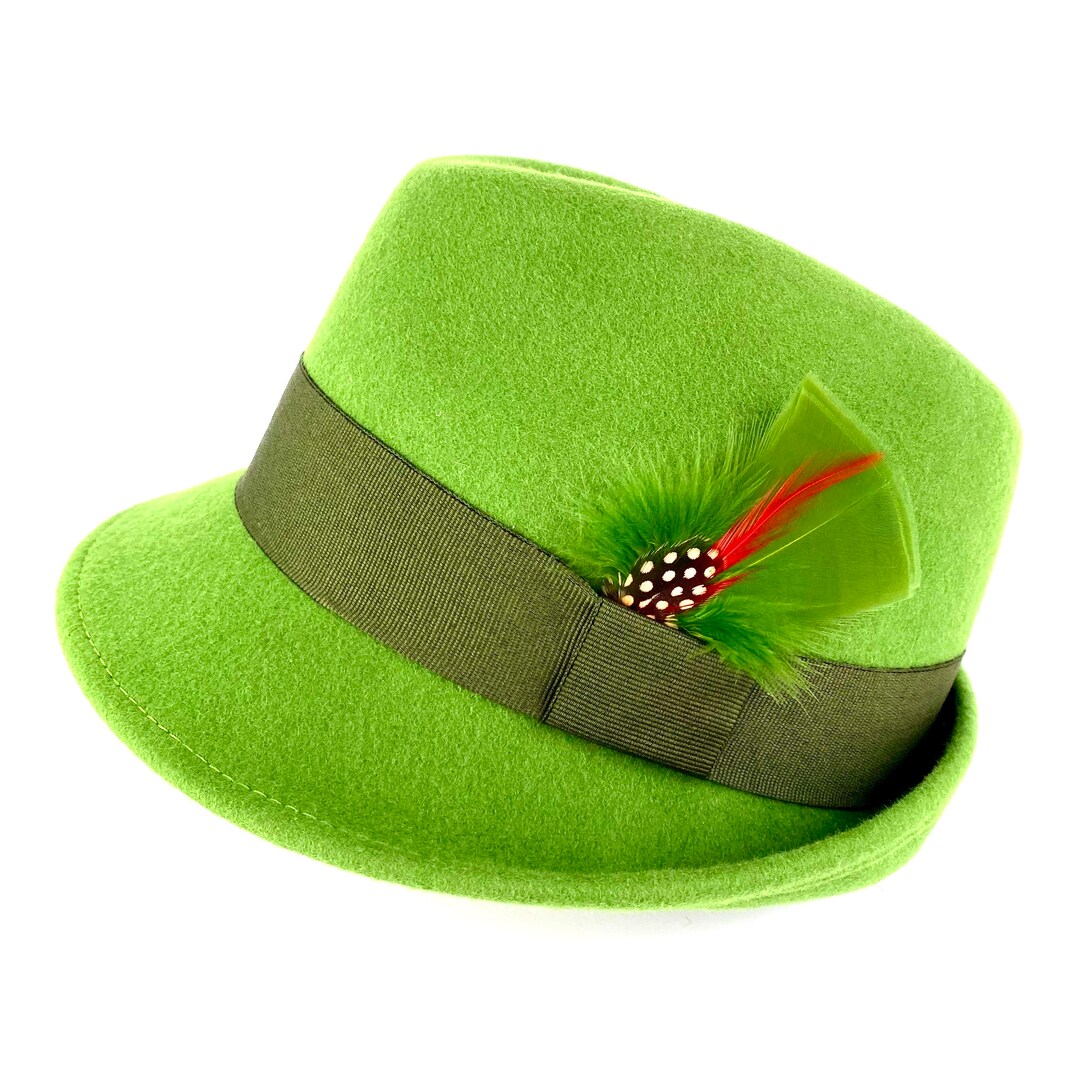 Apple Green Fedora Hat Woman Green Hat Made in Wool Felt With Etsy