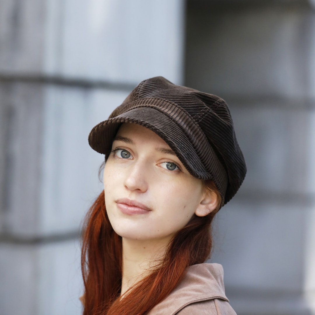Corduroy Newsboy Hat Brown Corduroy Cap Velvet Corduroy Hat Etsy