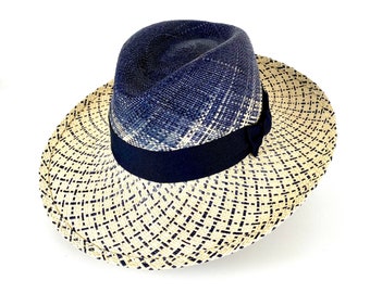 Blauer Stroh Panama Fedora Hut - Stilvolles Unisex Accessoire für Männer und Frauen