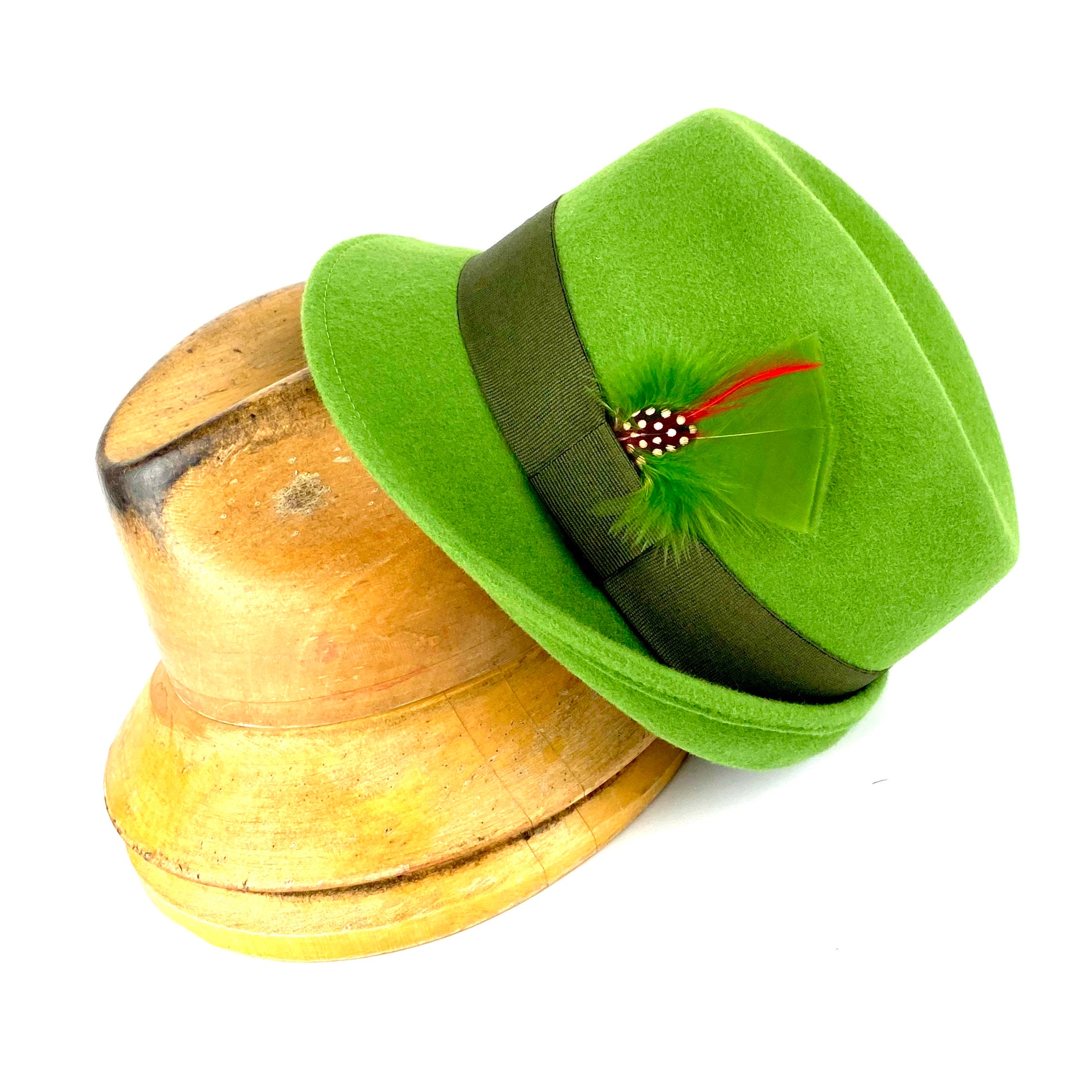 Apple Green Fedora Hat Woman Green Hat Made in Wool Felt With Etsy