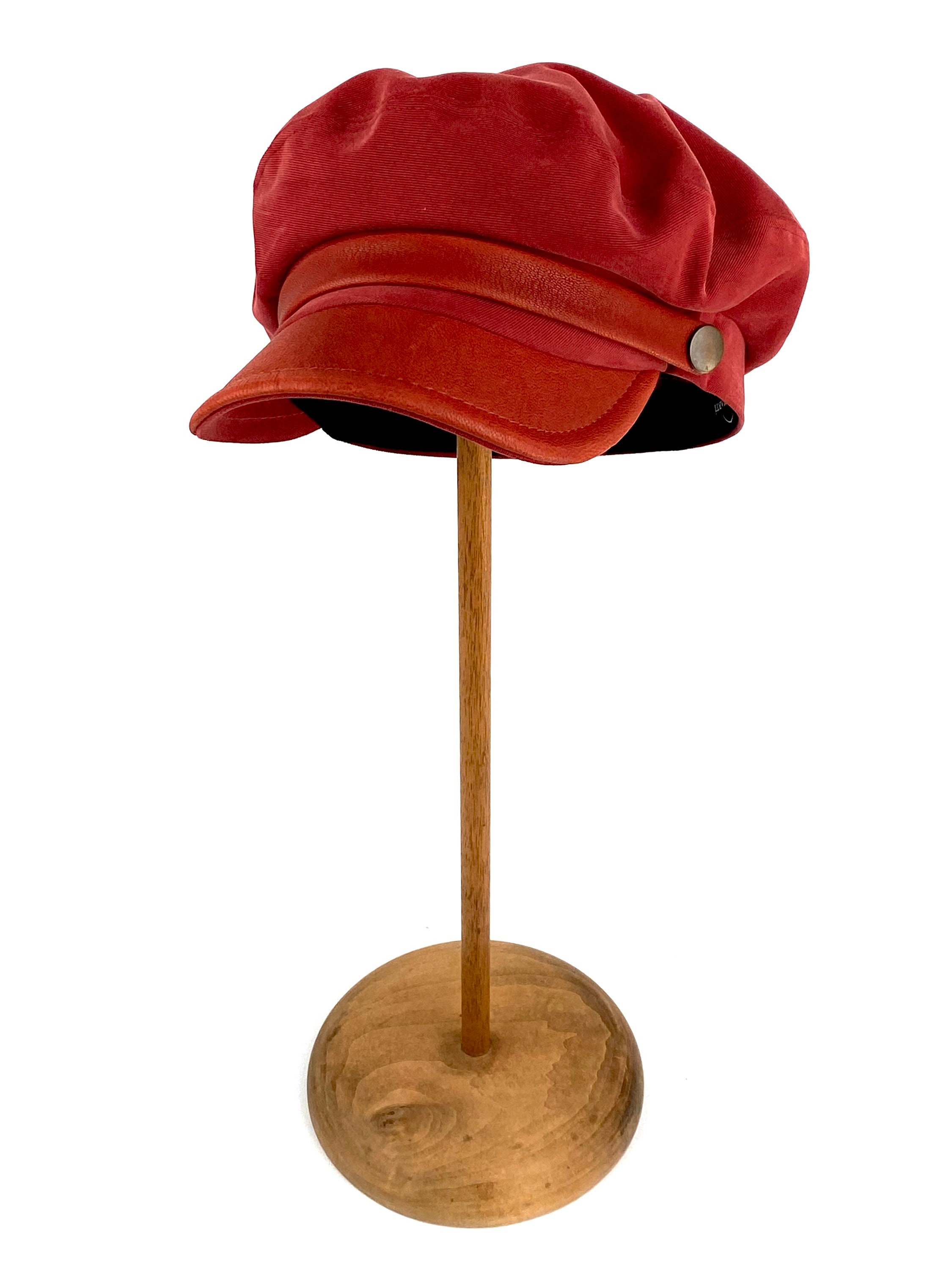 Garnet Red Twill Cotton Sailor Cap, Red Cotton Cap With
