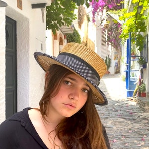 Boater Hat in Natural Straw - Stylish Summer Straw Hat for men and women - Classic Canotier