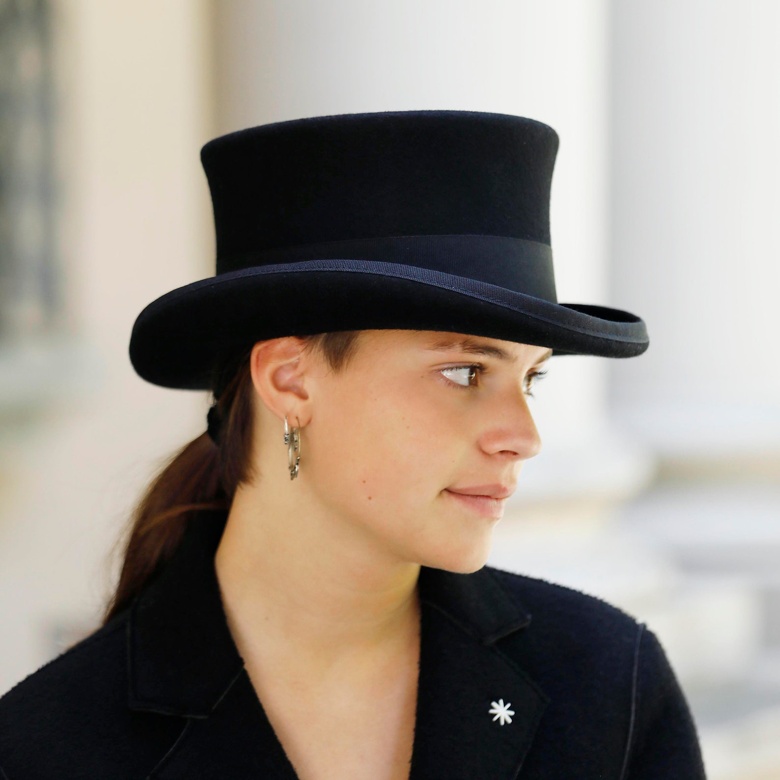 Black Felt Top Hat - Elegant Low Crown Vintage Style - Etsy