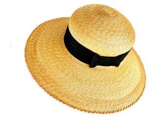 Szeroki rondo naturalnego słomkowego kapelusza, włoski kapelusz słomkowy dla kobiet, duży rondo modnego słomkowego kapelusza, plażowy letni naturalny słomkowy kapelusz, słomkowy duży kapelusz