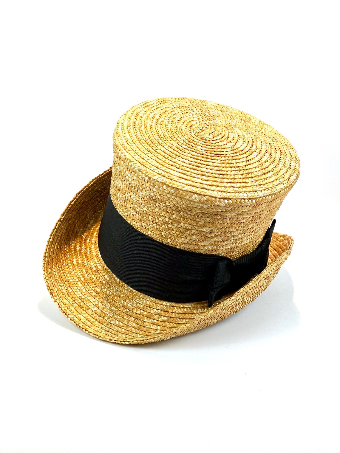 Straw Top Hat Straw Topper Hat Edwardian Straw Hat Mad Etsy