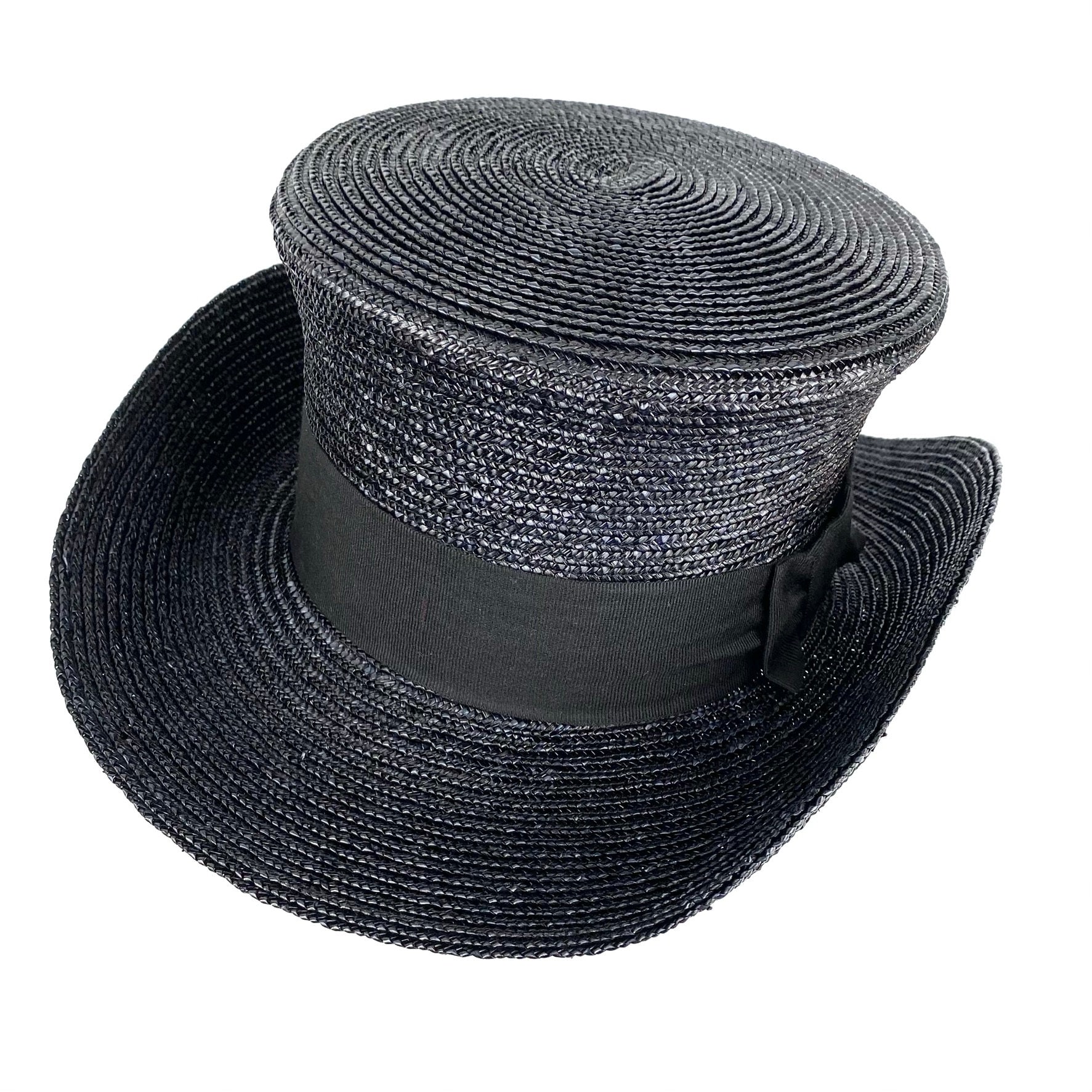 Black Straw Top Hat Wide Brim Top Hat 