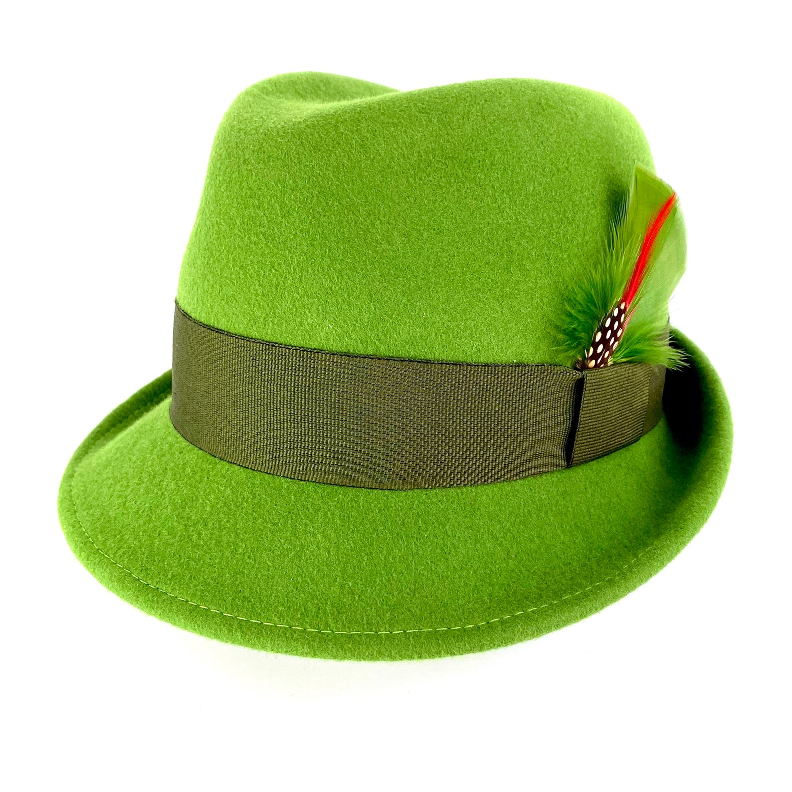 Apple Green Fedora Hat Woman Green Hat Made in Wool Felt With Etsy