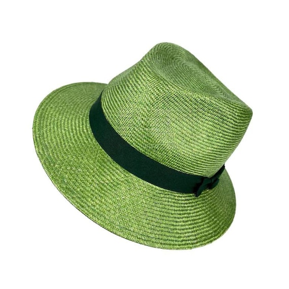 Green Straw Fedora Hat for Men and Women - Lightweight Straw  display picture 1