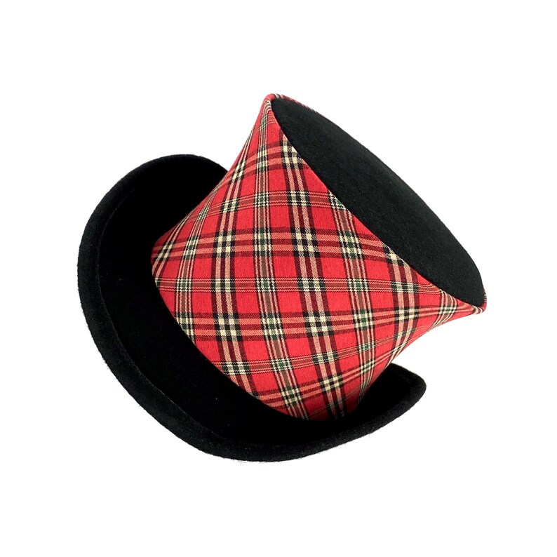 Plaid Top Hat Red Tartan Top Hat Red Plaid Topper Hat Red Etsy