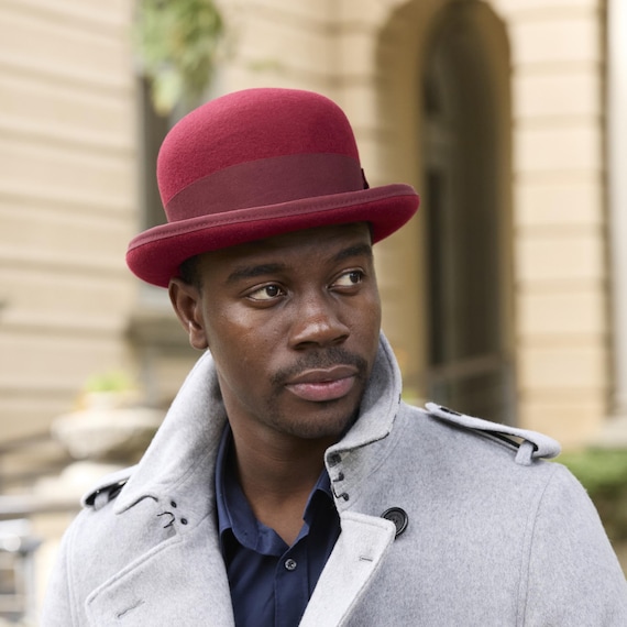 Maroon bowler hat sales