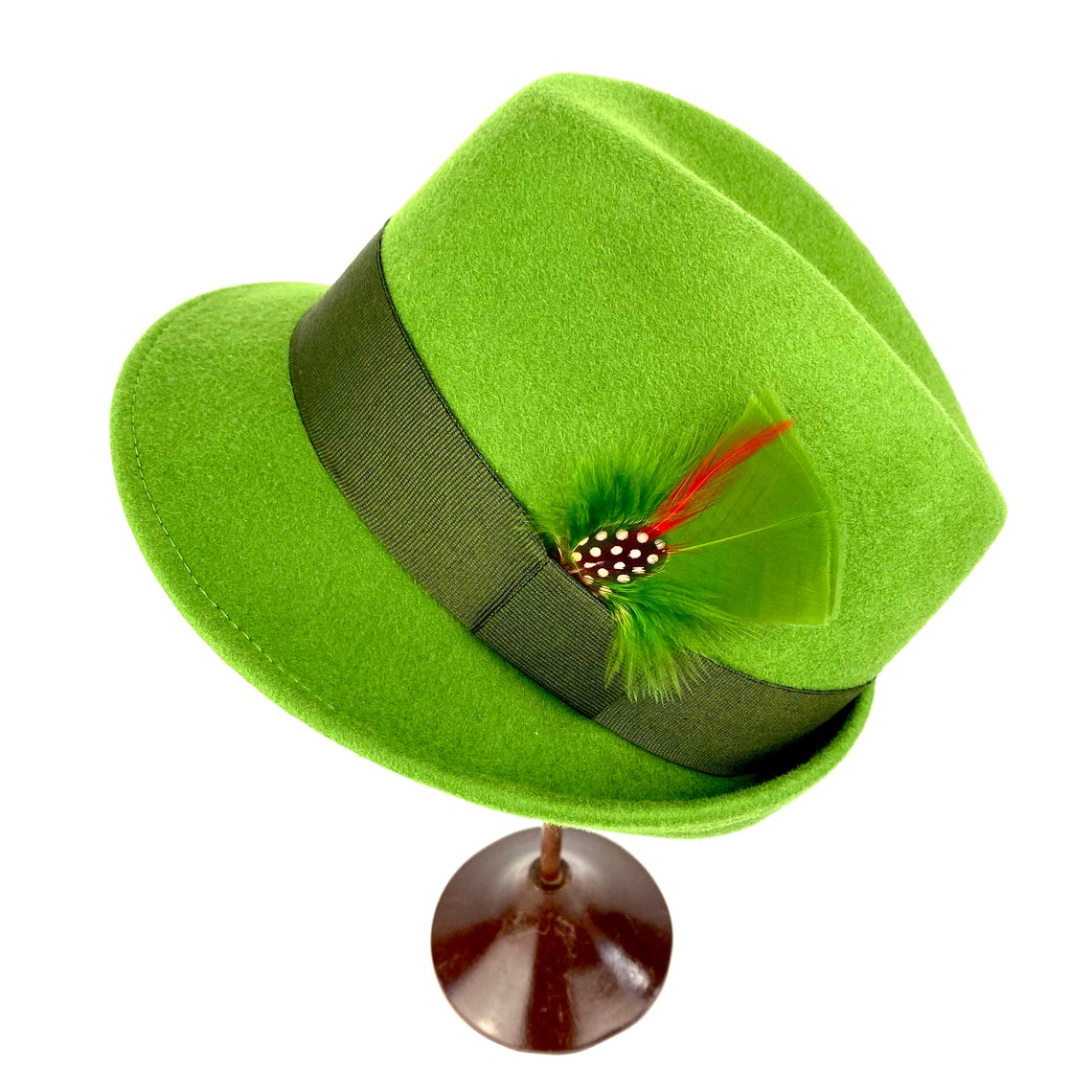 Apple Green Fedora Hat Woman Green Hat Made in Wool Felt With Etsy