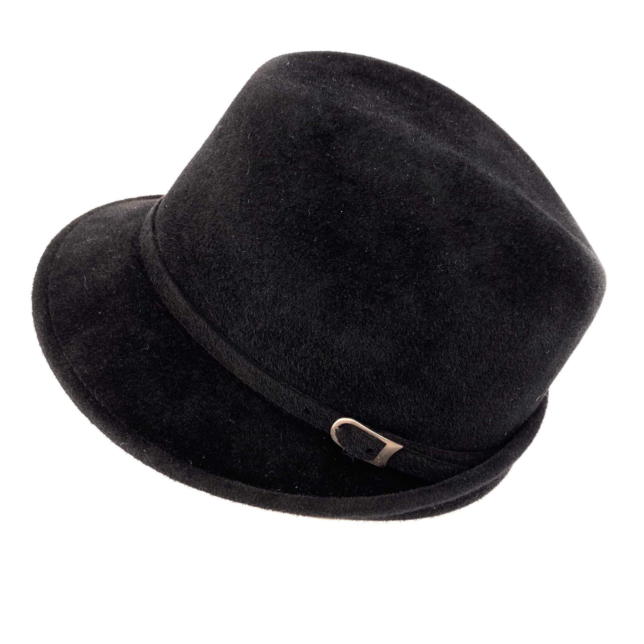 Black Trilby Fur Felt Velour Hat Woman 
