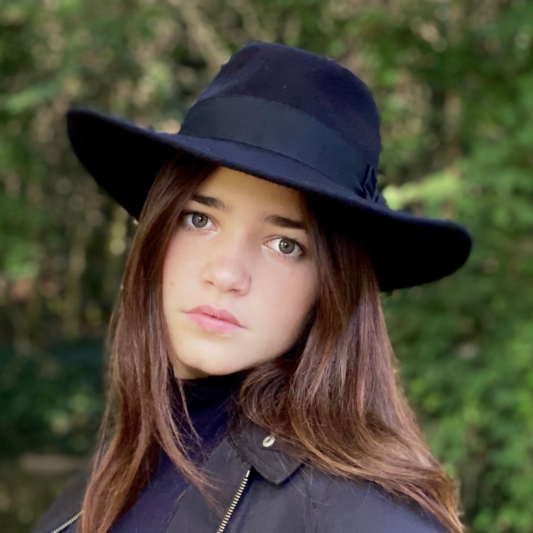 FREE PEOPLE Elegant Black Wool Wide-Brim Fedora Hat One Size Dark Lolita NWOT LIFKOME Elegant Women Fedora Hat Chic Wide Brim Decorative  main image 2
