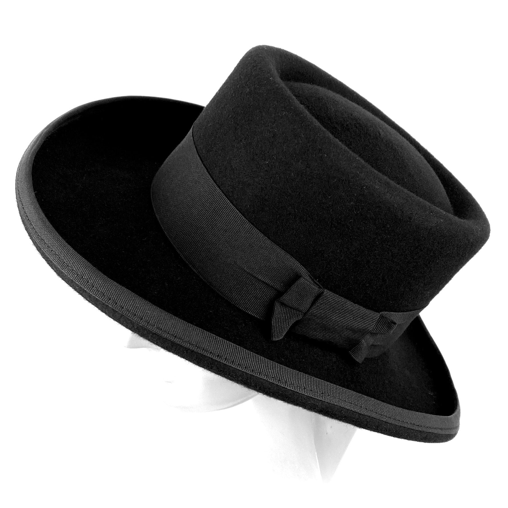 Vintage Wool Felt Gambler Hat Black Telescope Crown Wide Brim Western Boho 80s Amazon.com: Felt Finish Western Gambler Hat - Telescope  main image 4