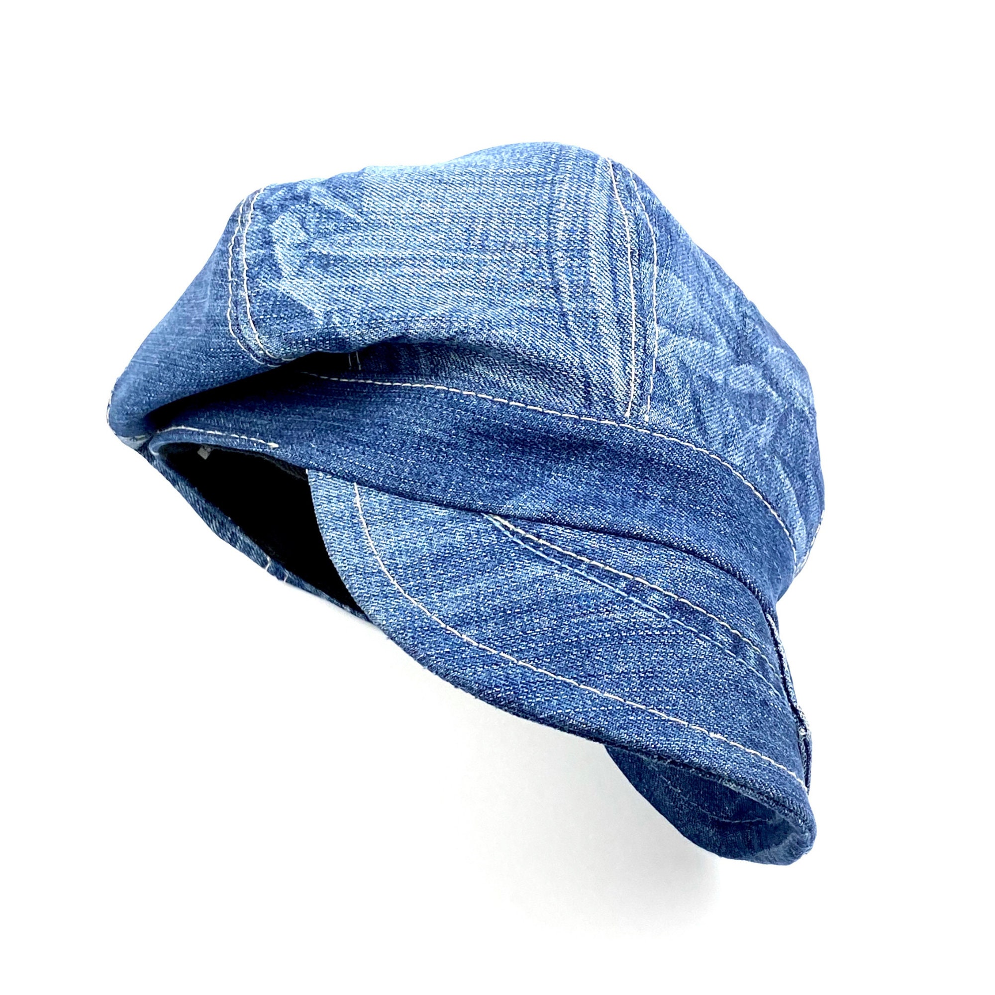 Newsboy Denim Hat, Recycled Denim Cap, Recycled Denim Hat 