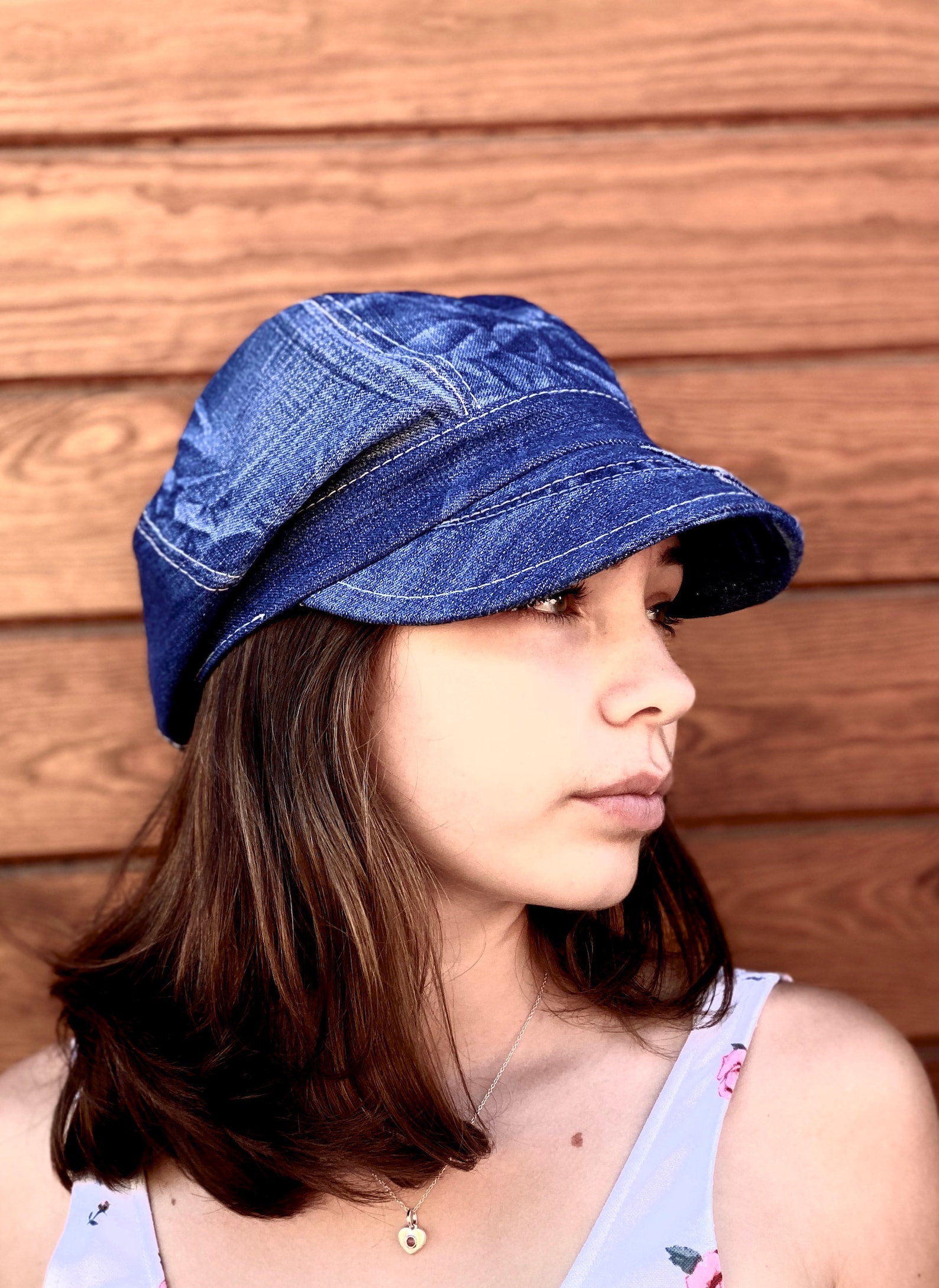 Newsboy Denim Hat Recycled Denim Cap Recycled Denim Hat Etsy